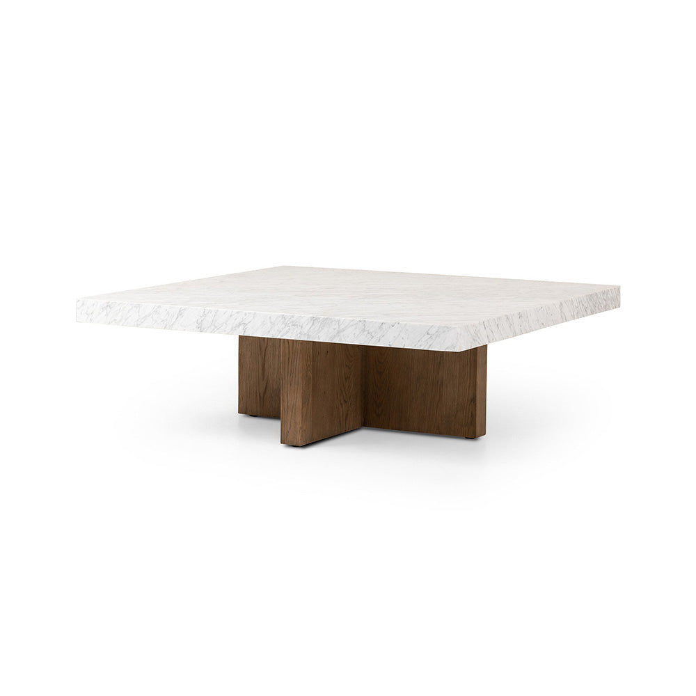 Four Hands - Hughes - Bellamy Square Coffee Table - White Carrara Marble - 239445-001_CLOSEOUT view 1