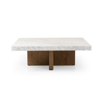 Four Hands - Hughes - Bellamy Square Coffee Table - White Carrara Marble - 239445-001_CLOSEOUT view 3