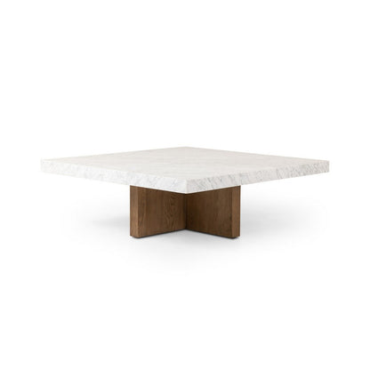 Four Hands - Hughes - Bellamy Square Coffee Table - White Carrara Marble - 239445-001_CLOSEOUT view 4