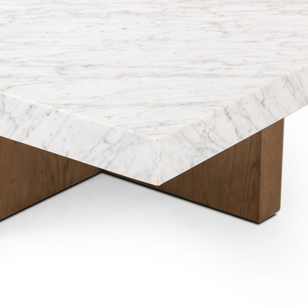 Four Hands - Hughes - Bellamy Square Coffee Table - White Carrara Marble - 239445-001_CLOSEOUT view 5
