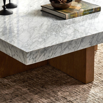 Four Hands - Hughes - Bellamy Square Coffee Table - White Carrara Marble - 239445-001_CLOSEOUT view 10