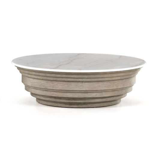 Four Hands - Hughes - Caldwell Stone Top Coffee Table-Wht Mbl - 227903-001 veiw 1