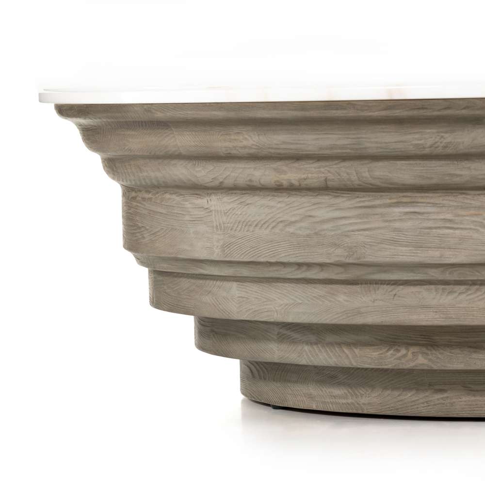 Four Hands - Hughes - Caldwell Stone Top Coffee Table-Wht Mbl - 227903-001 veiw 7