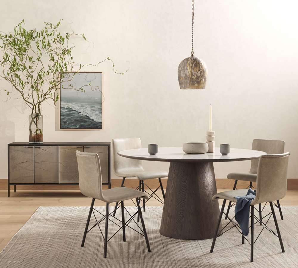 Four Hands - Hughes - Skye Round Dining Table-White Marble - 228008-001 veiw 8