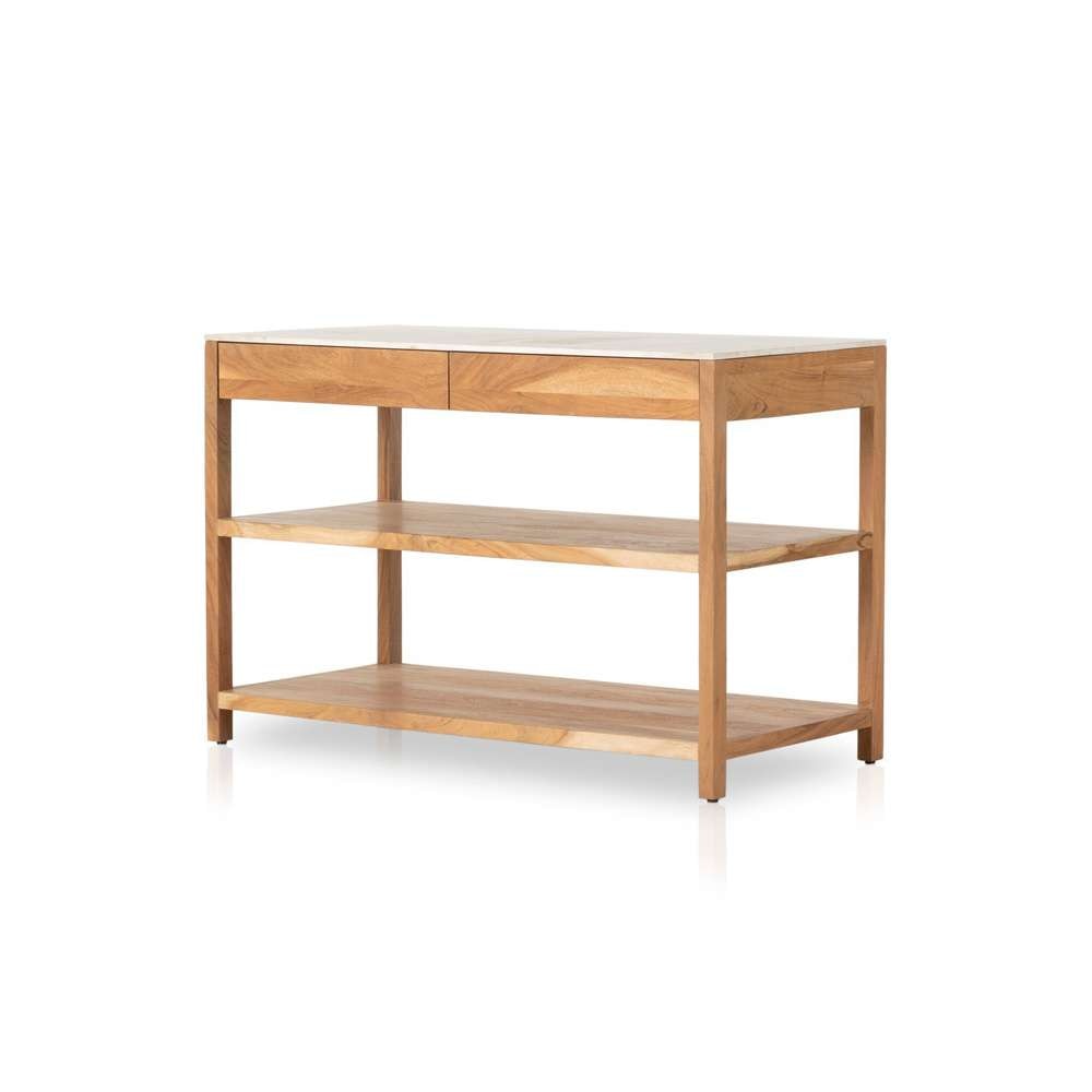 Four Hands - Indira Small Kitchen Island - White Marble - 230259-001 veiw 1