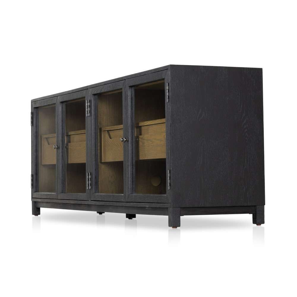Four Hands - Irondale Millie Media Console-Drifted Matte Black -231950-001 veiw 3
