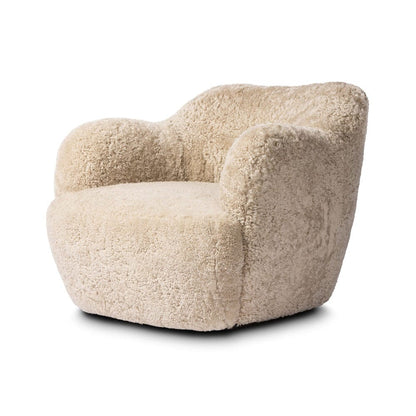Four Hands - Julius Swivel Chair - Beige Shearling - 239124-015 view 2