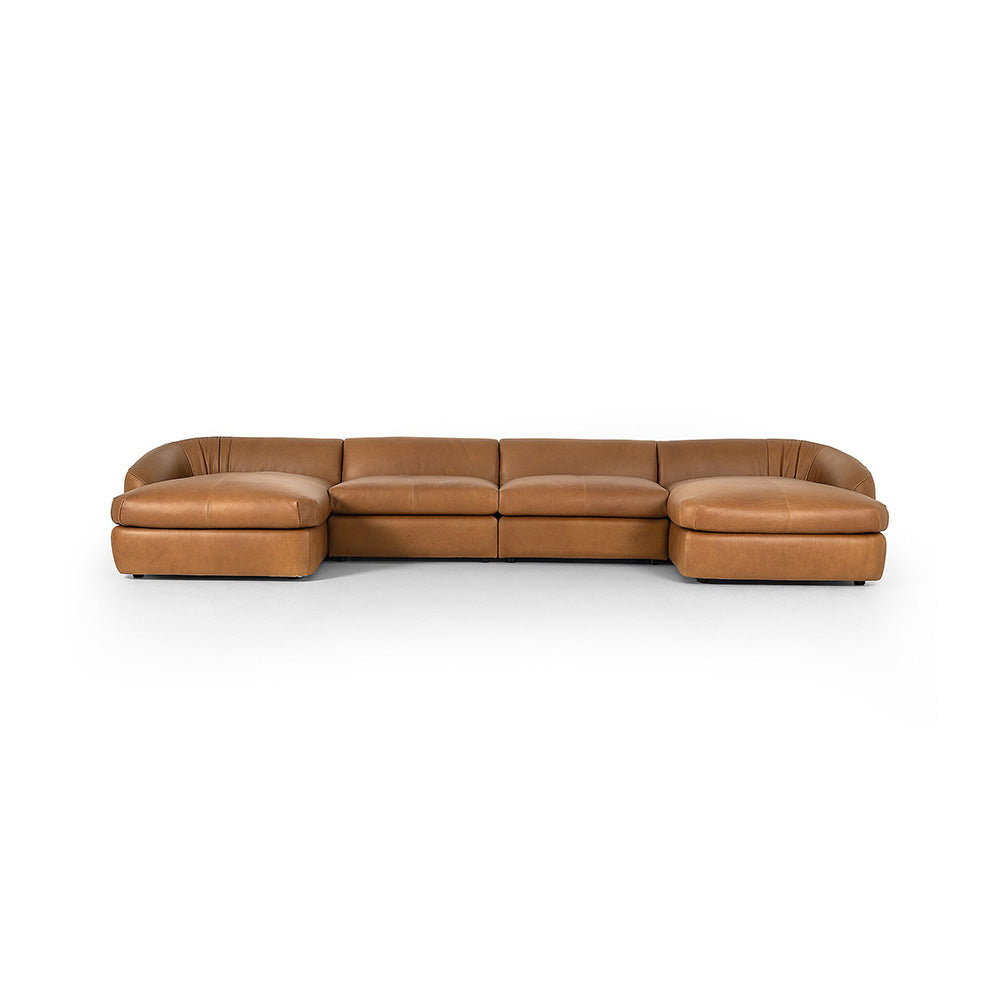 Four Hands - Kensington - Saldana 4Pc Double Chaise - Lorento Cognac - 246600-001_CLOSEOUT view 2