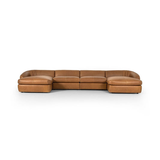 Four Hands - Kensington - Saldana 4Pc Double Chaise - Lorento Cognac - 246600-001_CLOSEOUT view 2