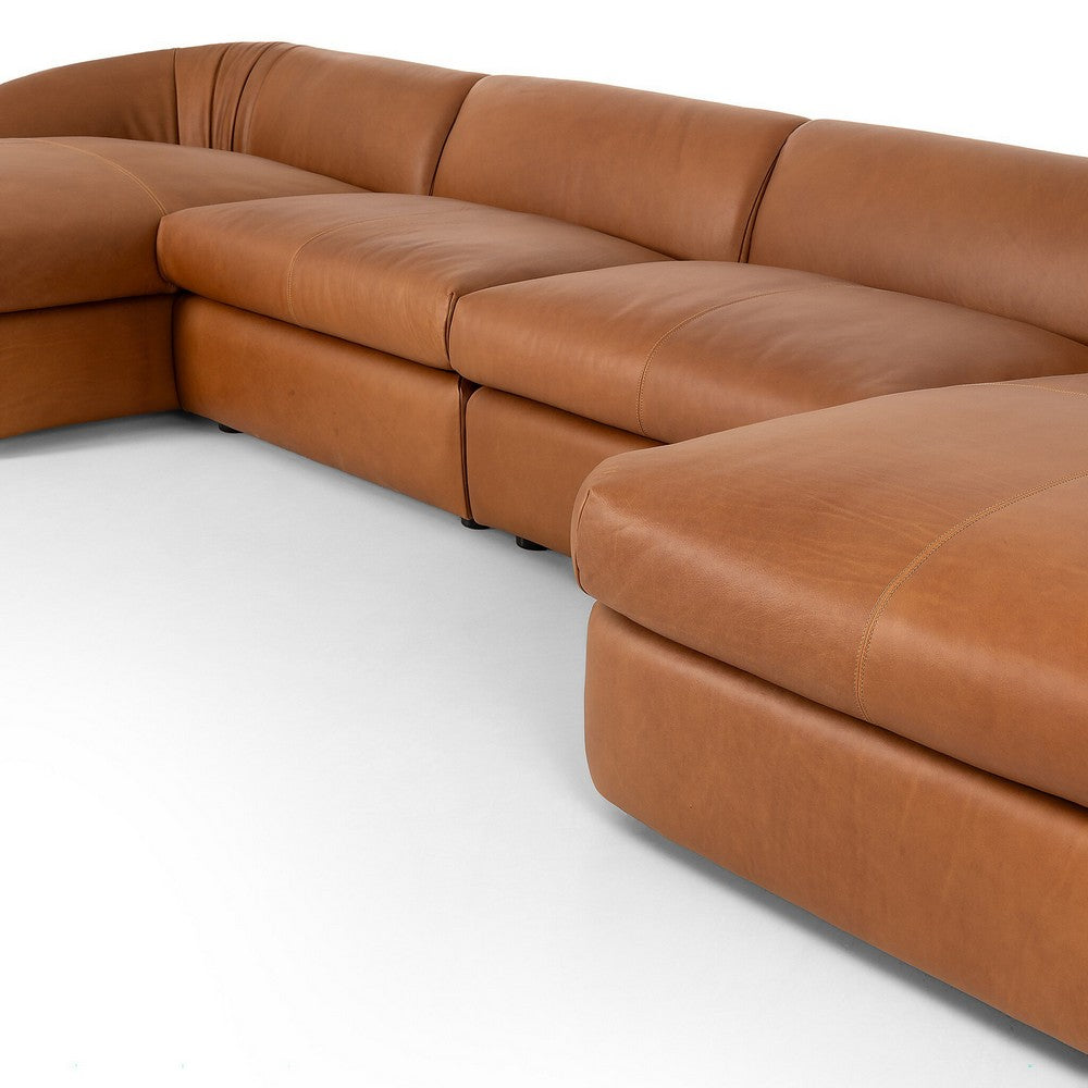 Four Hands - Kensington - Saldana 4Pc Double Chaise - Lorento Cognac - 246600-001_CLOSEOUT view 7