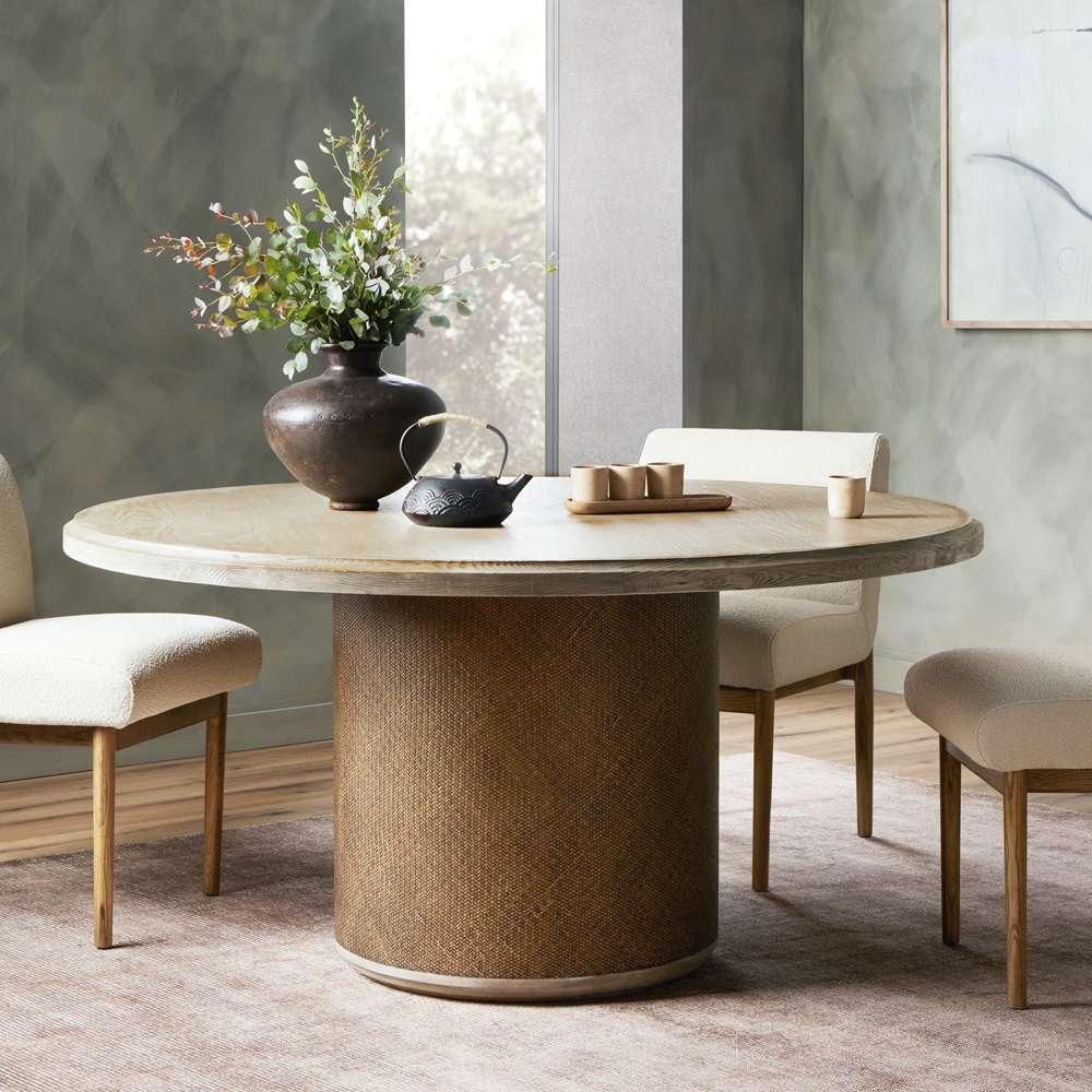 Four Hands - Kiara Round Dining Table - Weathered Blonde Oak Veneer - 228001-003 veiw 4