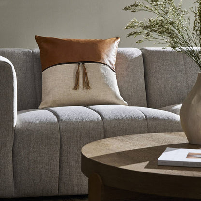 Four Hands - Leather and Linen Pillow - Sonoma Butterscotch - 235785-002 view 3