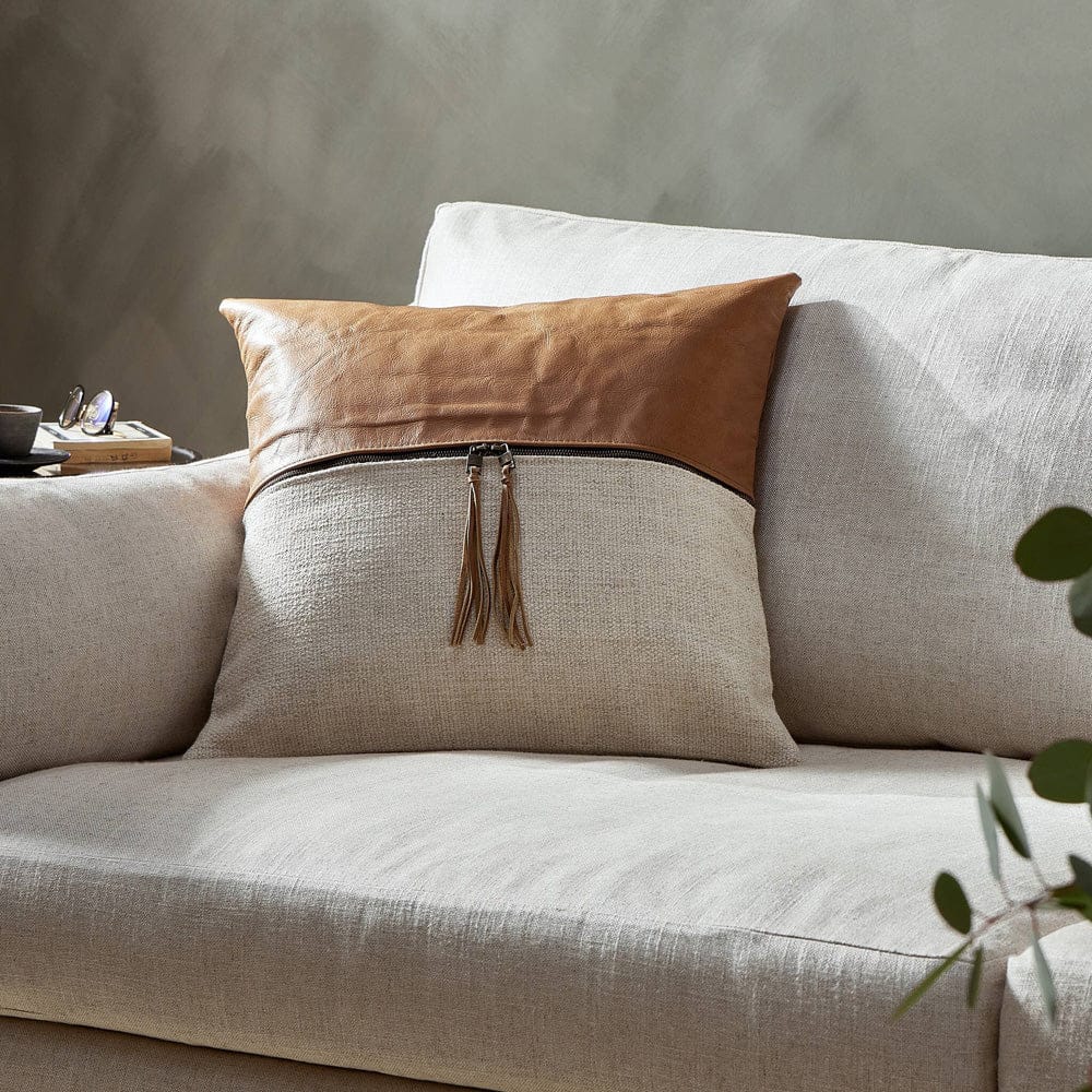 Four Hands - Leather and Linen Pillow - Sonoma Butterscotch - 235785-002 view 4