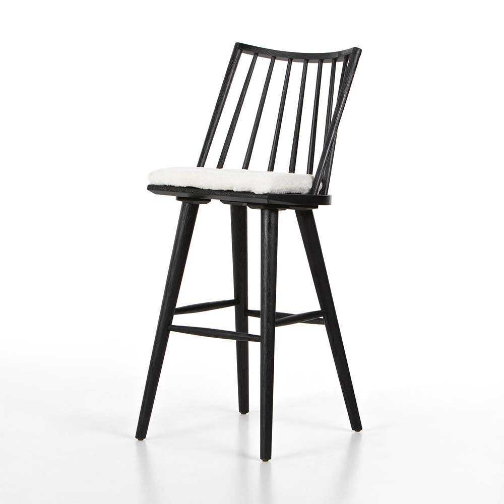 Four Hands - Lewis Windsor Bar Stool With Cushion - Black - 228387-013 veiw 1