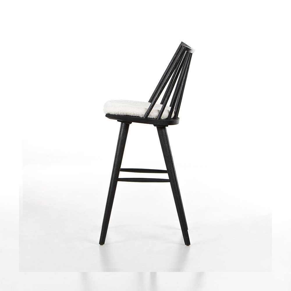 Four Hands - Lewis Windsor Bar Stool With Cushion - Black - 228387-013 veiw 3