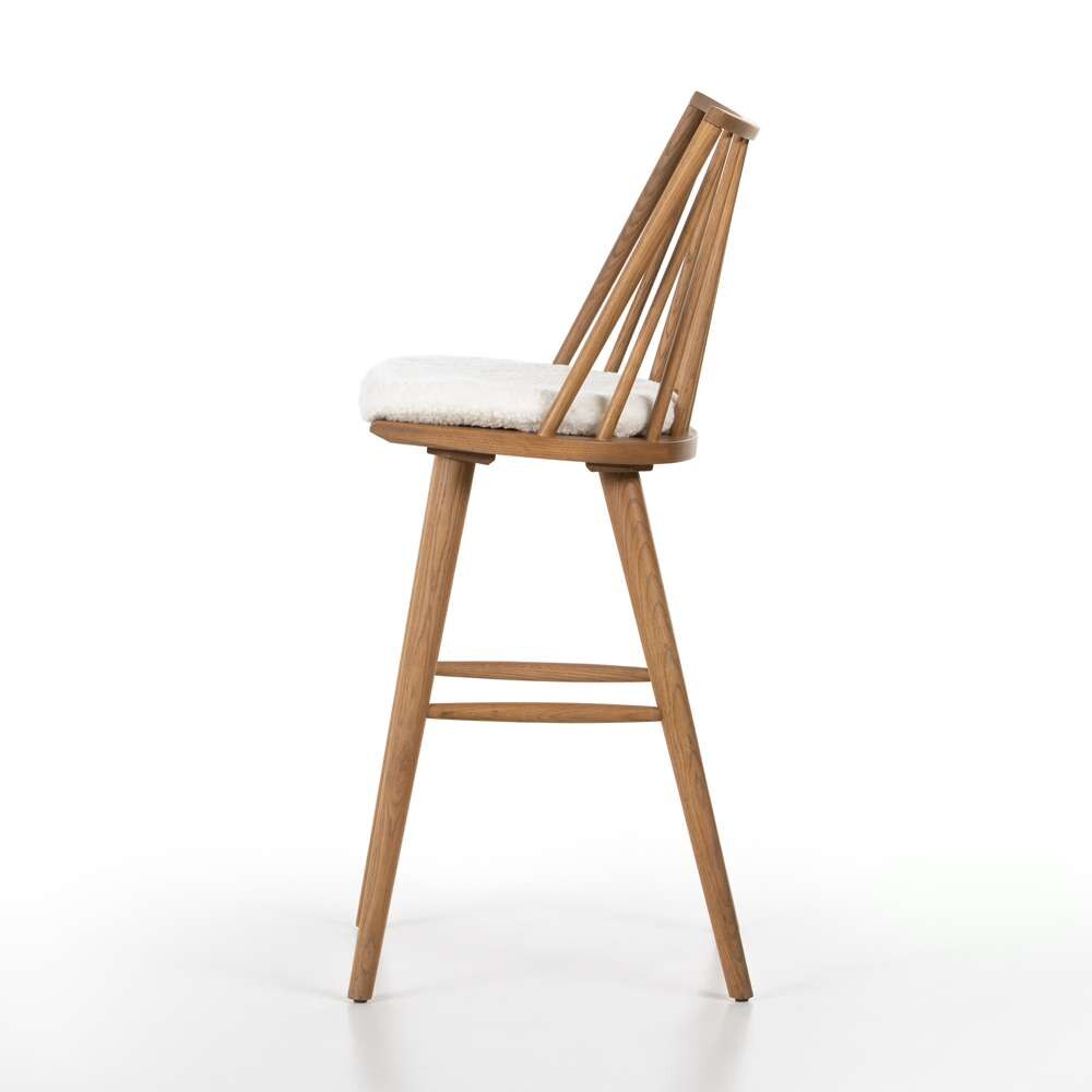 Four Hands - Lewis Windsor Bar + Counter Stool - Cream Shorn Sheepskin - 228387-015 veiw 4