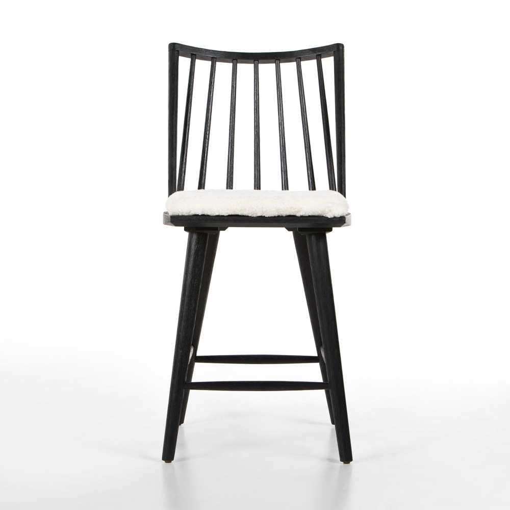 Four Hands - Lewis Windsor Counter Stool W Cushion - Black - 228387-014 veiw 3