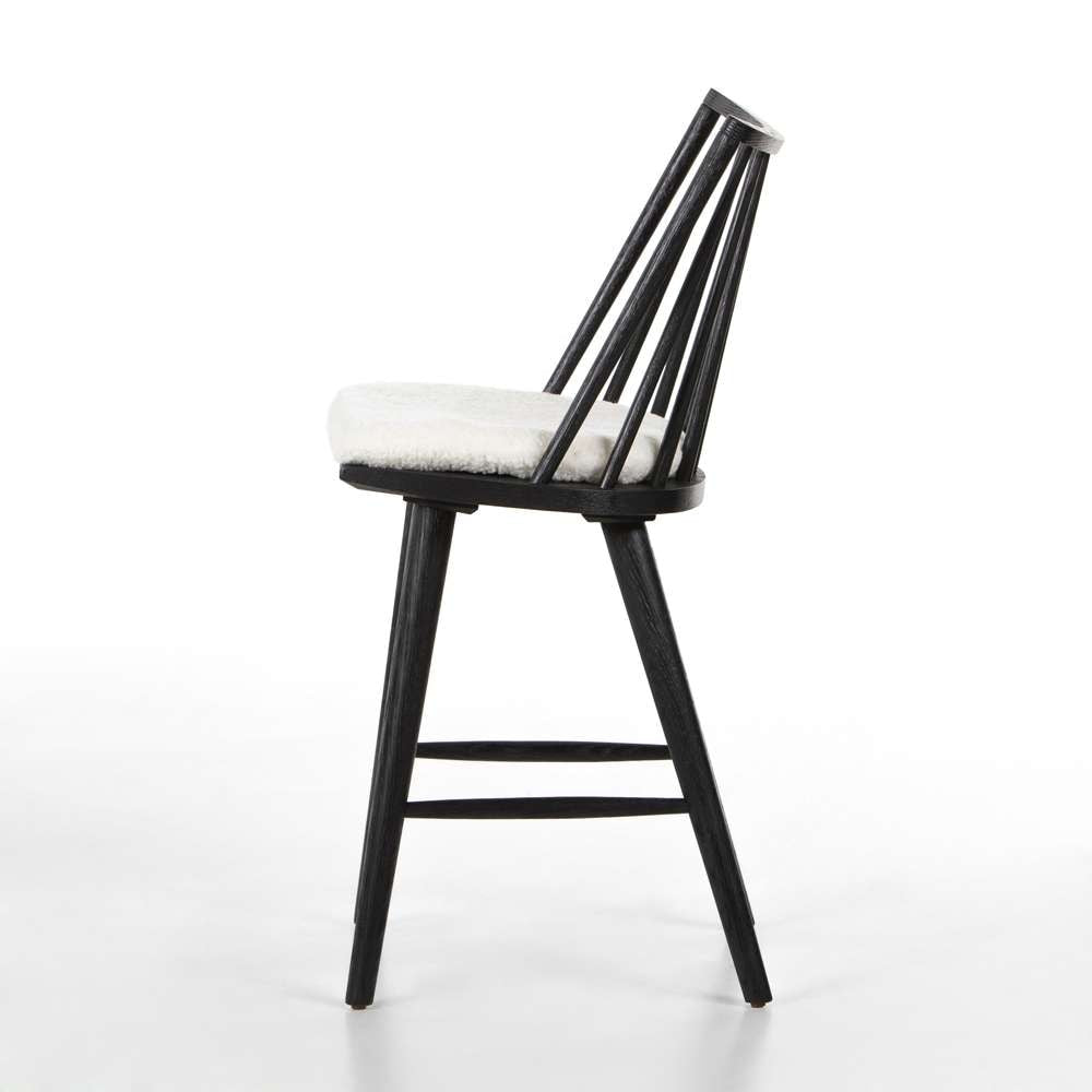 Four Hands - Lewis Windsor Counter Stool W Cushion - Black - 228387-014 veiw 4