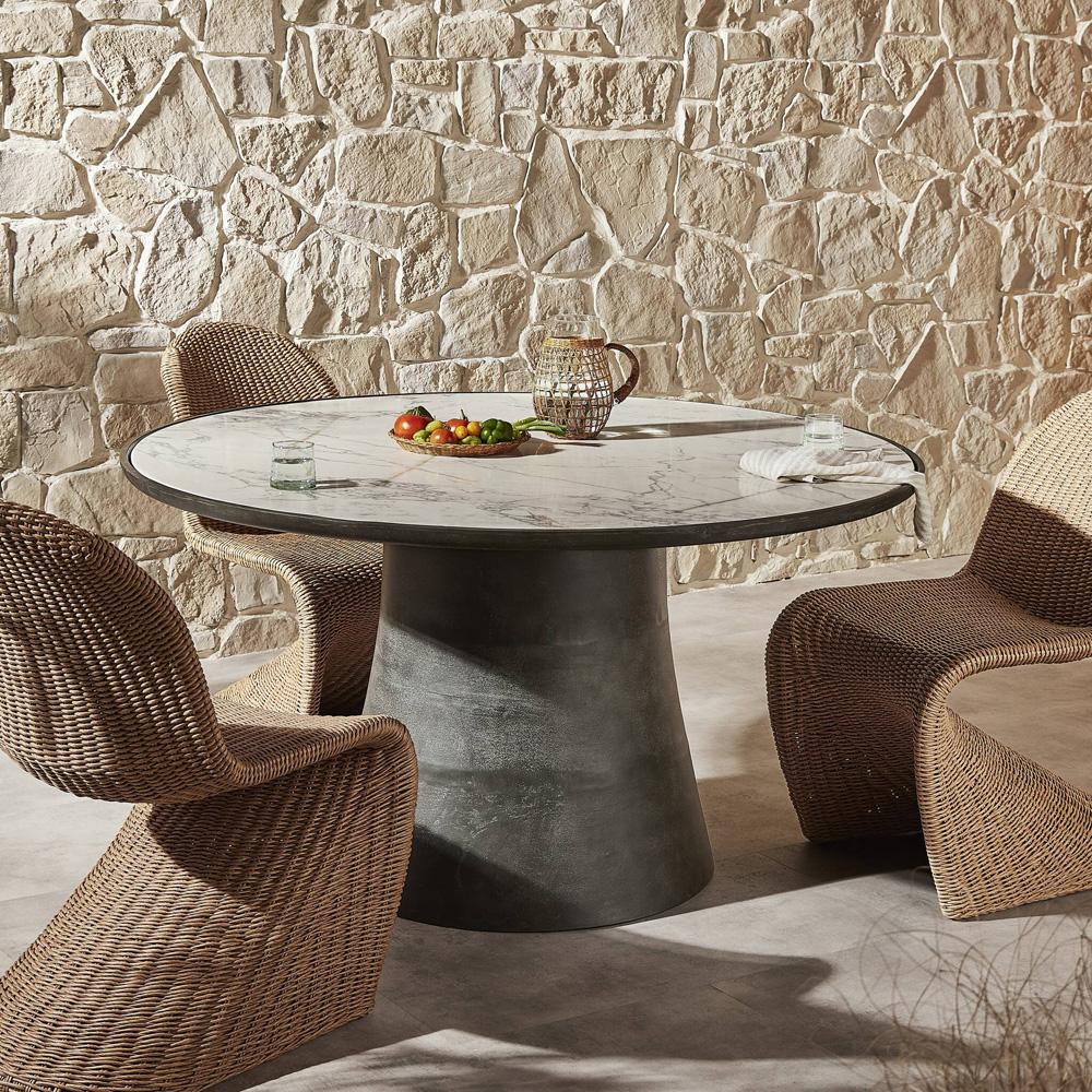 Four Hands - Marlow - Balboa Outdoor Dining Table - Veined White Marble - 245202-001 veiw 10