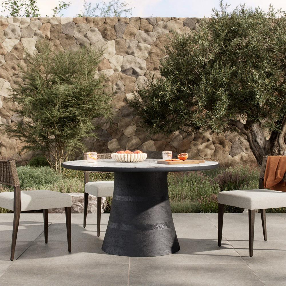 Four Hands - Marlow - Balboa Outdoor Dining Table - Veined White Marble - 245202-001 veiw 11