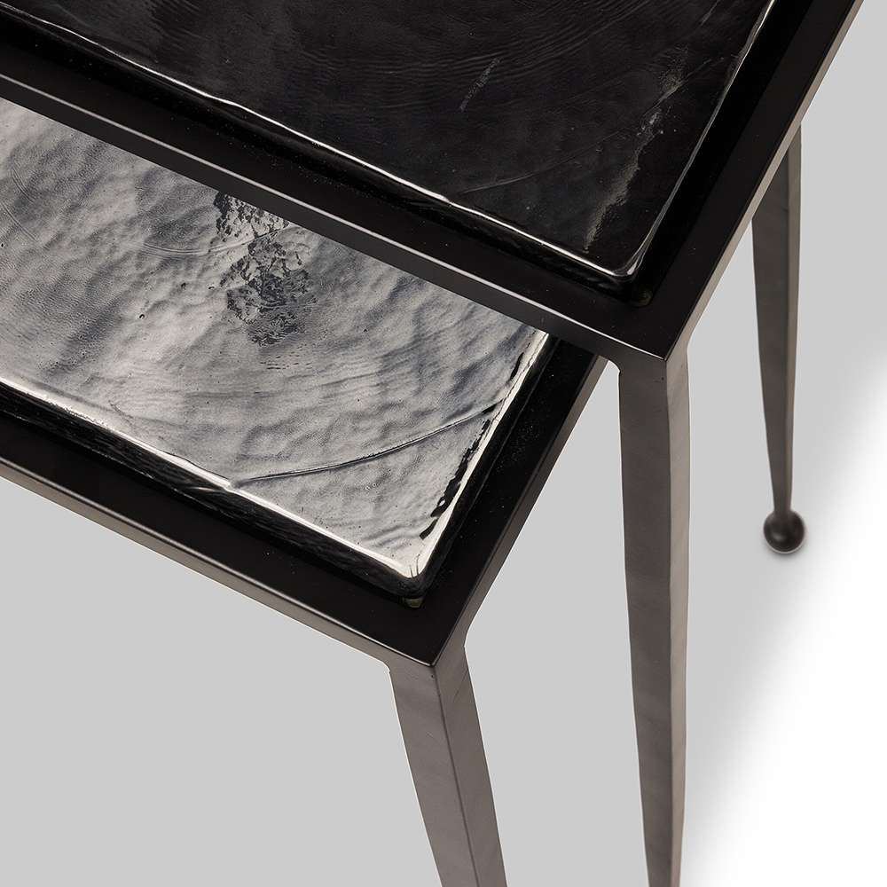 Four Hands - Marlow - Dalston Cast Glass Nesting Tables - Smoked - 239742-001 veiw 2