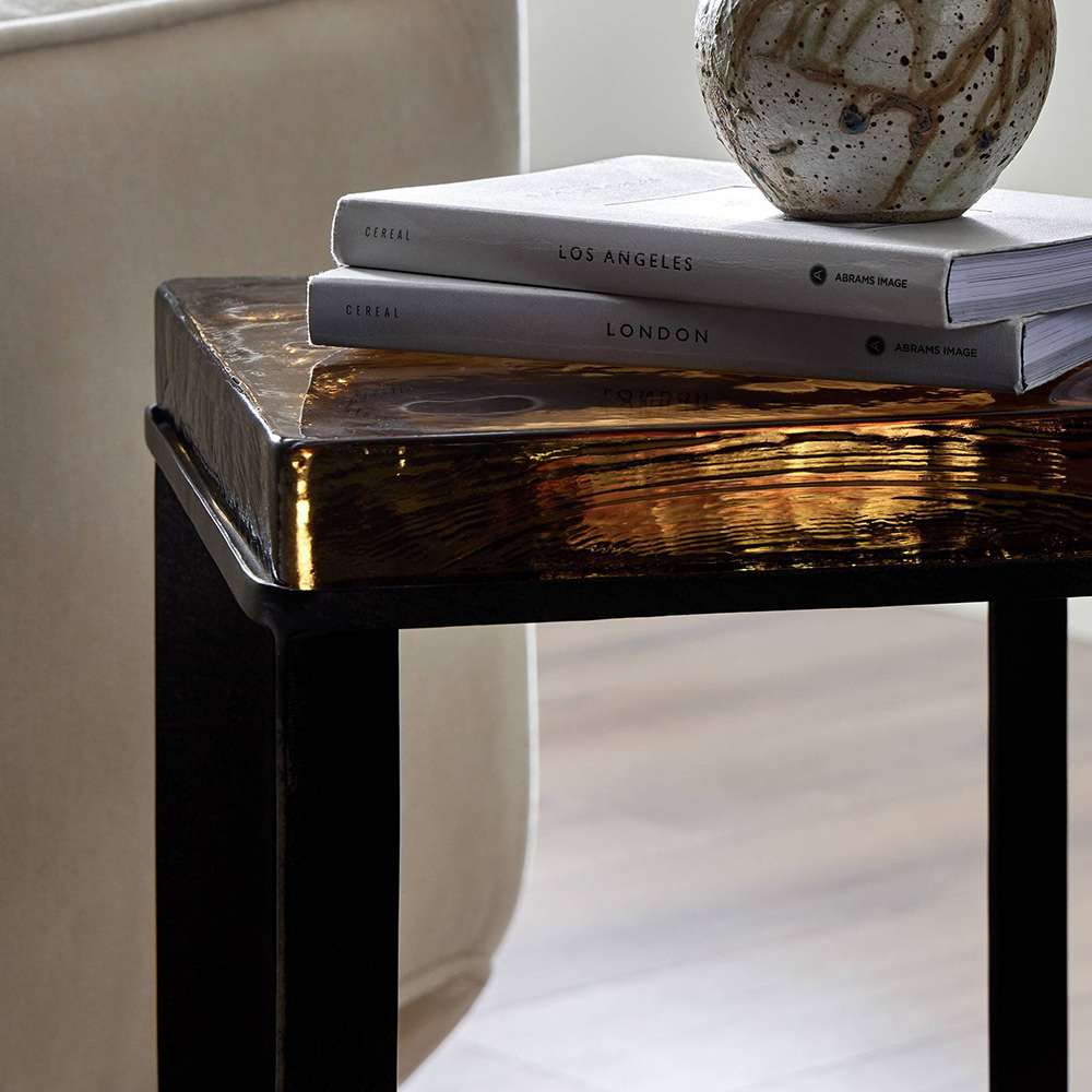 Four Hands - Marlow - Lennie Cast Glass End Table - Amber - 239911-001 veiw 4