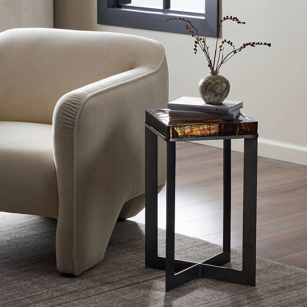 Four Hands - Marlow - Lennie Cast Glass End Table - Amber - 239911-001 veiw 10