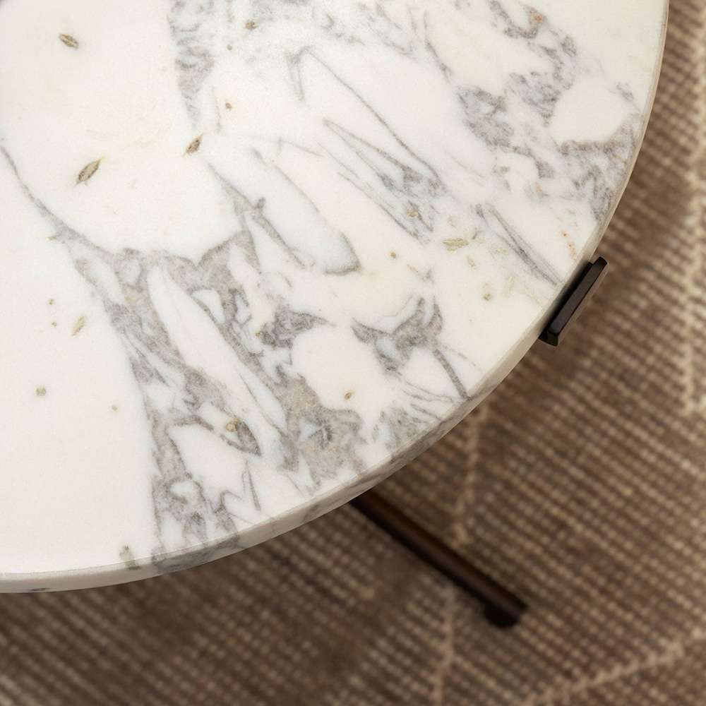 Four Hands - Marlow - Sophie End Table - Veined White Marble - 239557-001 veiw 6