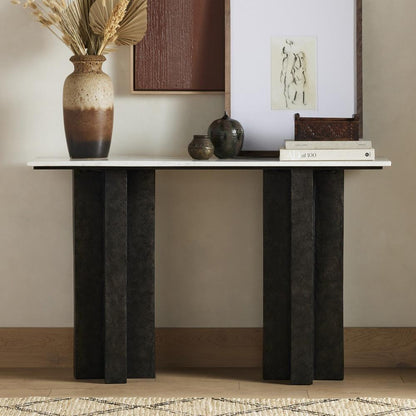 Four Hands - Marlow - Terrell Console Table - Polished White Marble - 226799-001 veiw 4