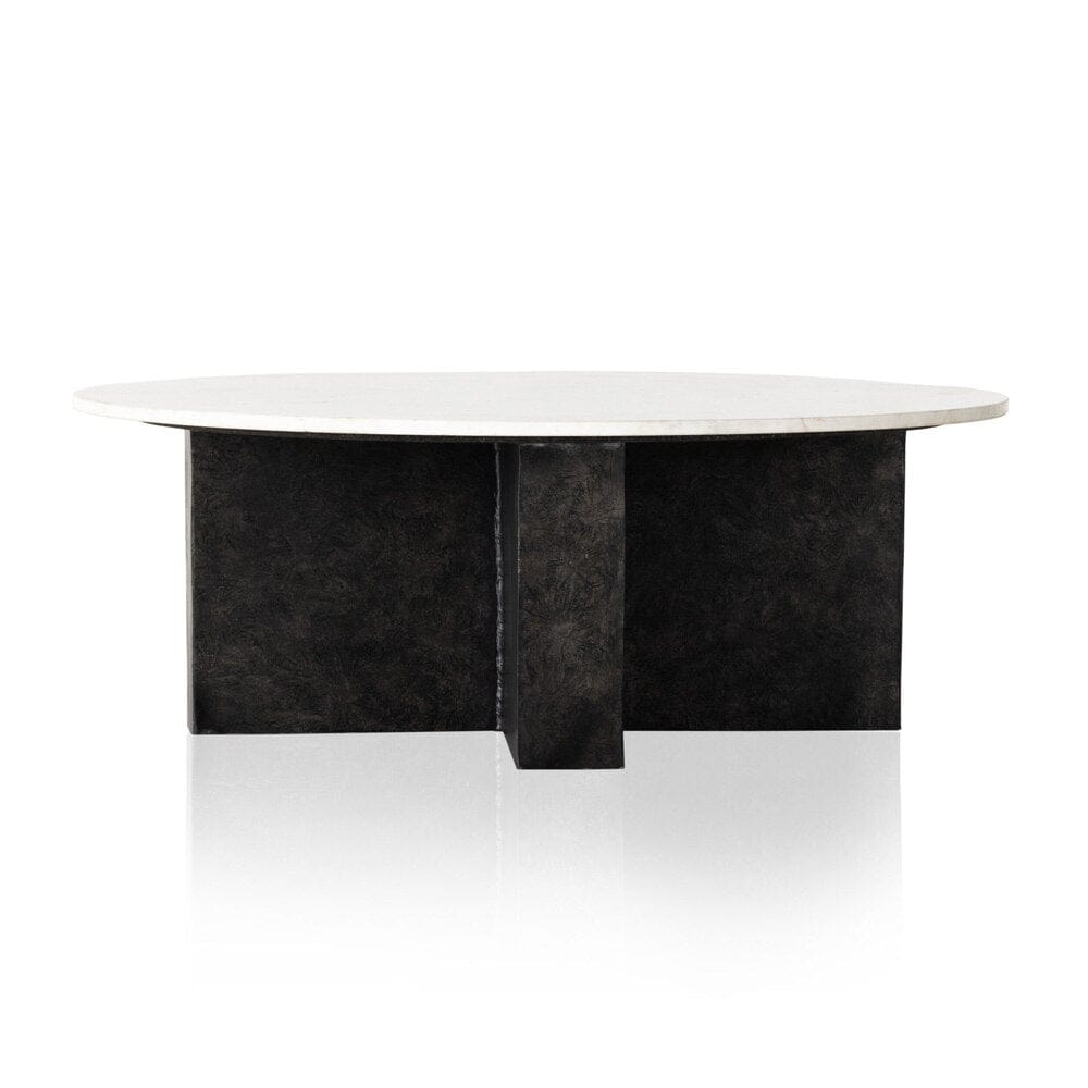 Four Hands - Marlow - Terrell Round Coffee Table - Polished White Marble - 234008-001 veiw 1
