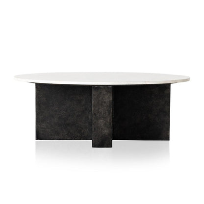 Four Hands - Marlow - Terrell Round Coffee Table - Polished White Marble - 234008-001 veiw 2
