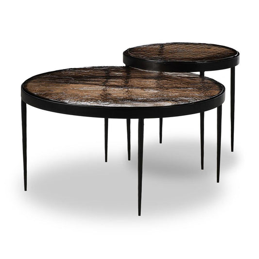 Four Hands - Marlow - Yoko Nesting Tables - Smoked Brown Cast Glass - 241299-001 veiw 1