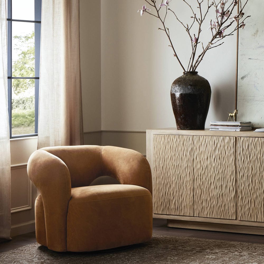 Four Hands - Mazie Swivel Chair - Nubuck Cognac - 241852-002 view 4