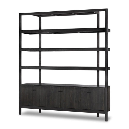 Four Hands - Merritt - Reza Wide Bookcase - Worn Black Acacia - 232355-002 veiw 1