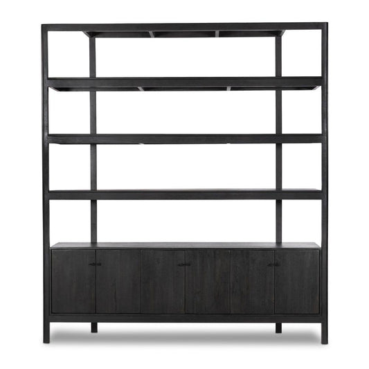 Four Hands - Merritt - Reza Wide Bookcase - Worn Black Acacia - 232355-002 veiw 2