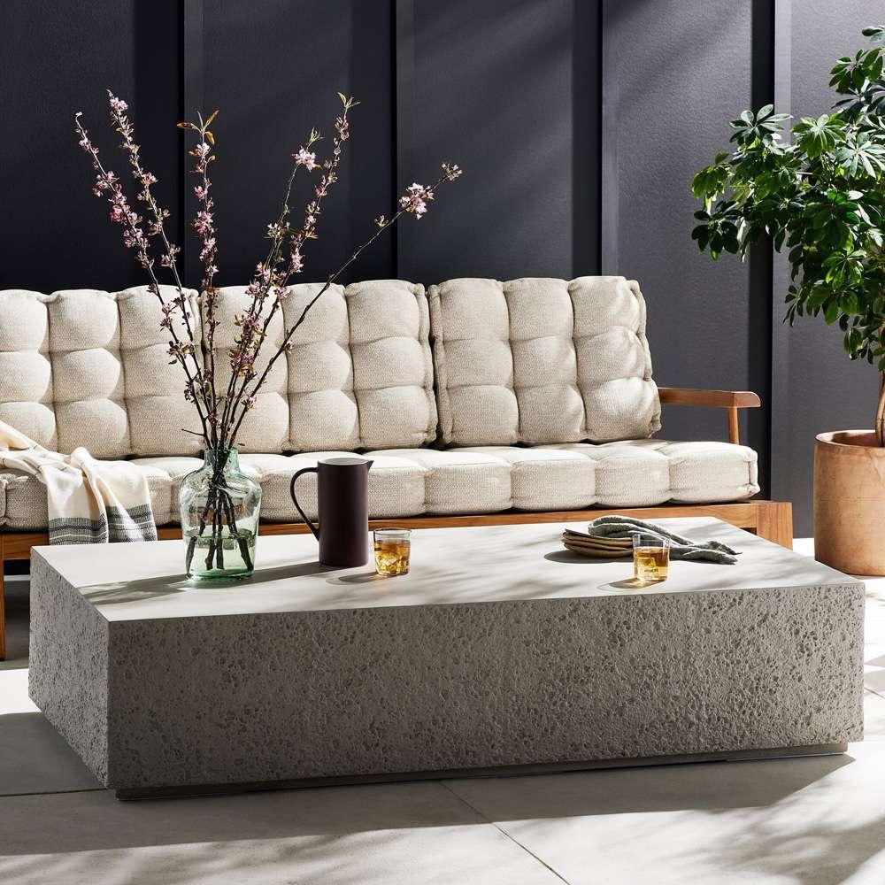 Four Hands - Otero Rectangular Outdoor Coffee Table - Matte Stone - 235093-001 veiw 4