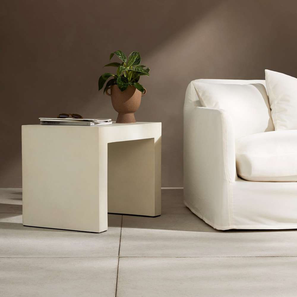 Four Hands - Parish Outdoor End Table - White Concrete - 104574-005 veiw 3