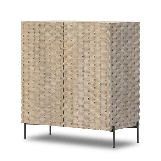 Four Hands - Raffael Bar Cabinet - Carved Stonewash Grey Mango - 106414-006 veiw 1