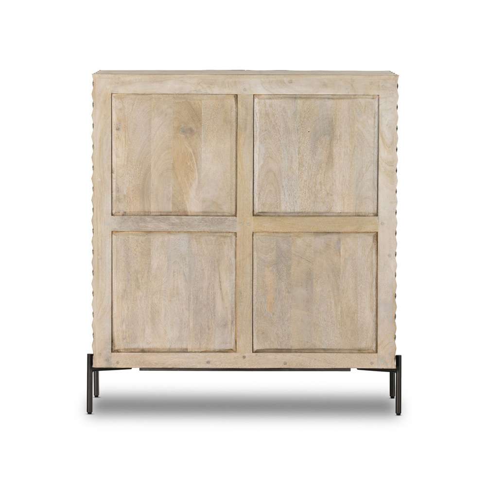 Four Hands - Raffael Bar Cabinet - Carved Stonewash Grey Mango - 106414-006 veiw 3