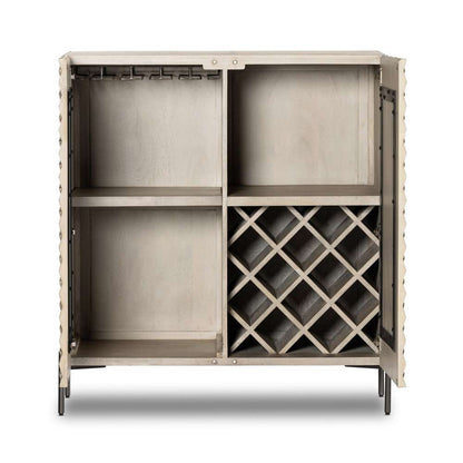 Four Hands - Raffael Bar Cabinet - Carved Stonewash Grey Mango - 106414-006 veiw 7