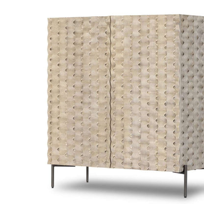 Four Hands - Raffael Bar Cabinet - Carved Stonewash Grey Mango - 106414-006 veiw 12