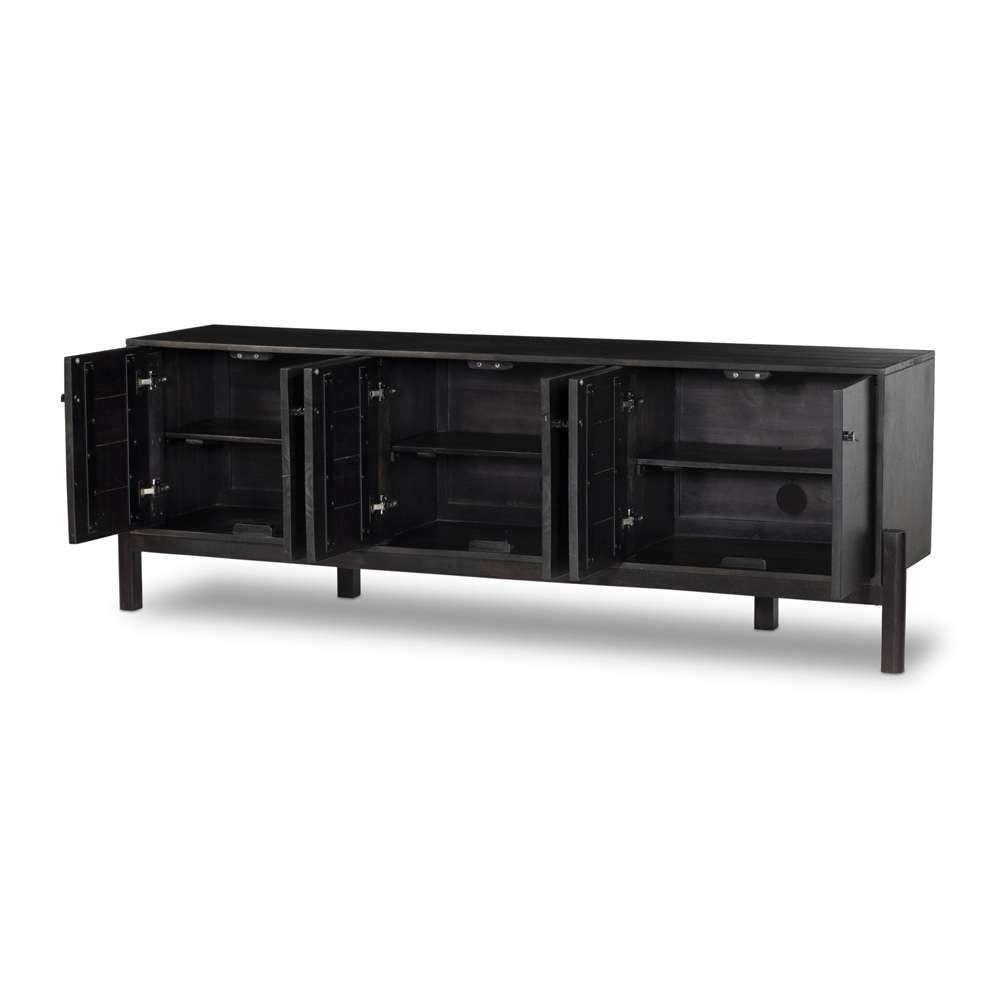 Four Hands - Reza Media Console - Worn Black Parawood - 108962-003 veiw 4