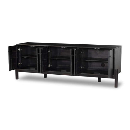 Four Hands - Reza Media Console - Worn Black Parawood - 108962-003 veiw 4