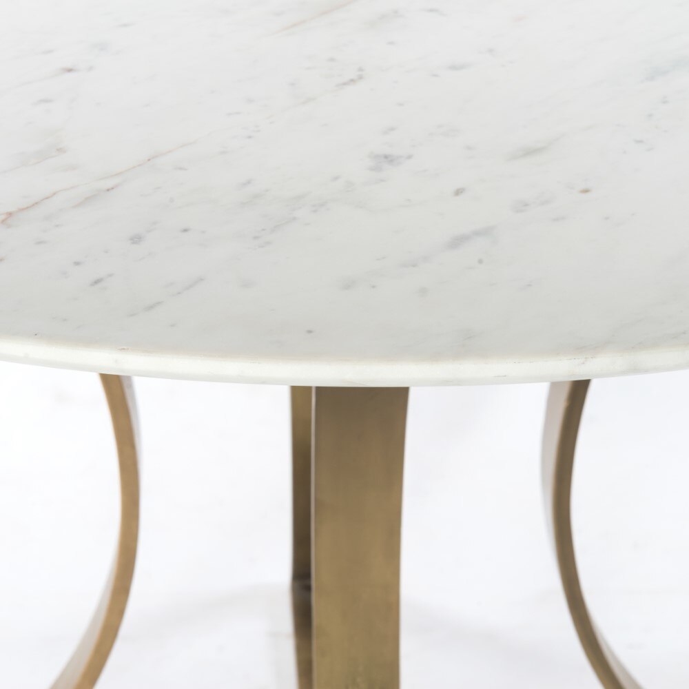Four Hands - Gage Dining Table 48in - Polished White Mar - IRCK-241 veiw 4