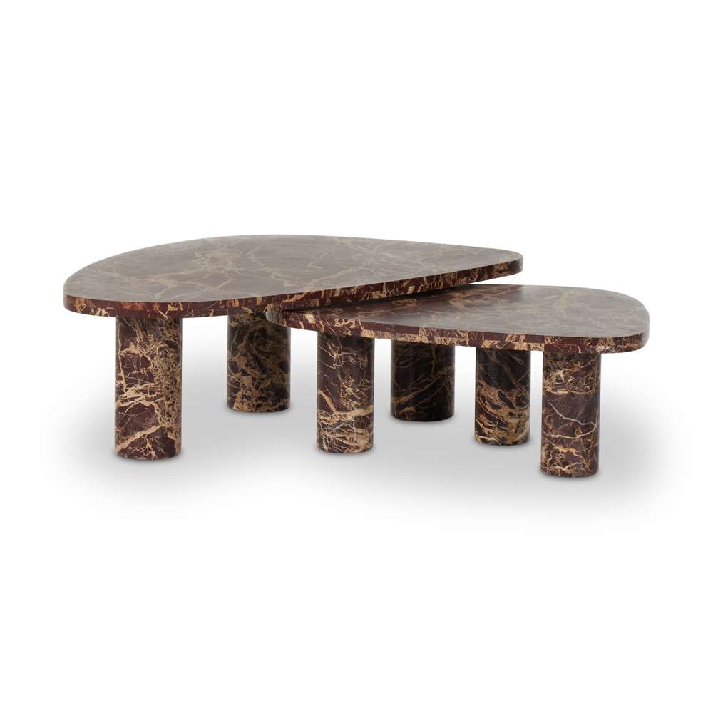 Four Hands - Rockwell - Zion Coffee Table Set-Merlot Marble - 238223-001 veiw 1