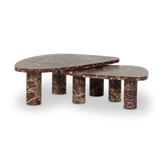 Four Hands - Rockwell - Zion Coffee Table Set-Merlot Marble - 238223-001 veiw 1
