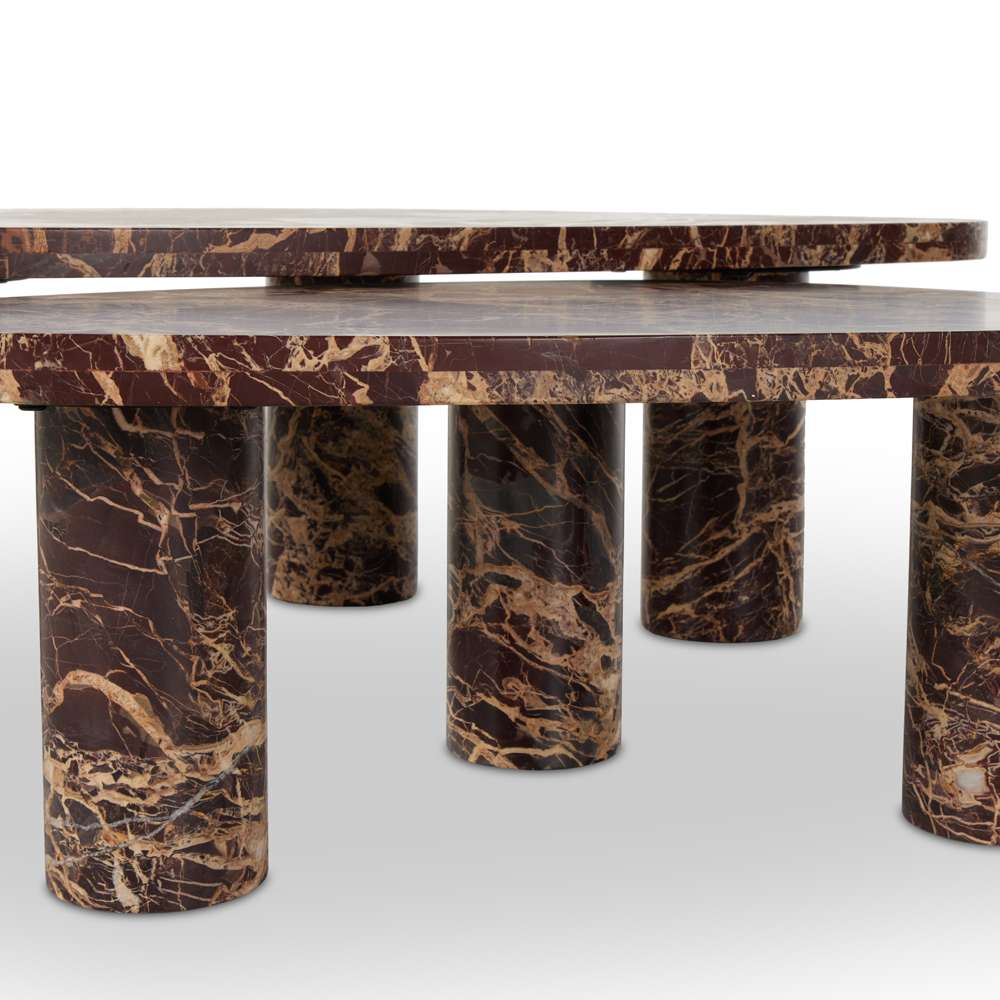 Four Hands - Rockwell - Zion Coffee Table Set-Merlot Marble - 238223-001 veiw 6