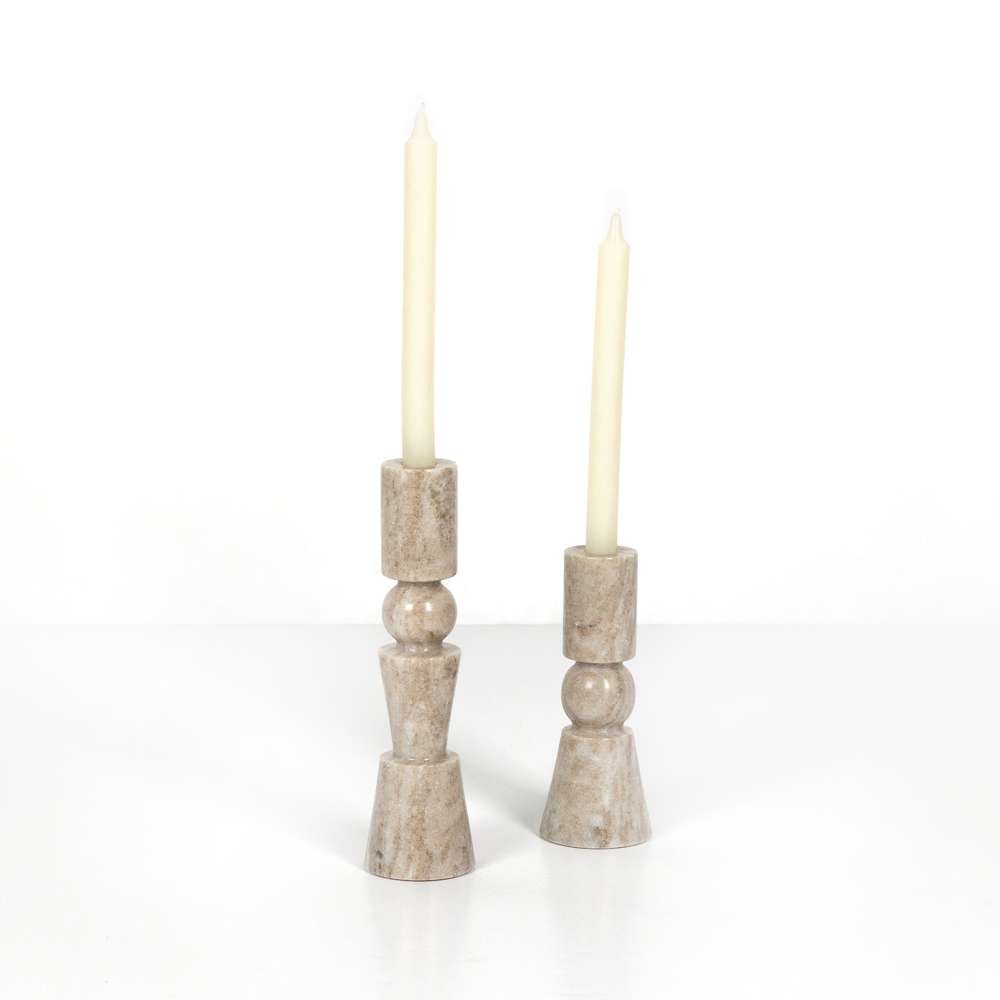 Four Hands - Rosette Taper Candlesticks,set 2 - Taupe - 229702-006 veiw 1