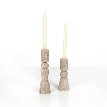Four Hands - Rosette Taper Candlesticks,set 2 - Taupe - 229702-006 veiw 1