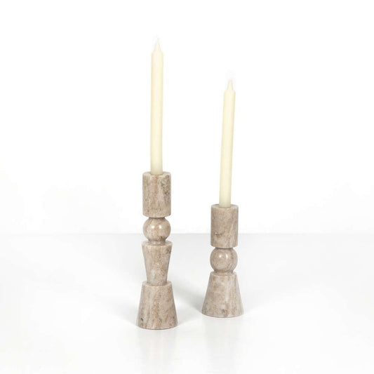 Four Hands - Rosette Taper Candlesticks,set 2 - Taupe - 229702-006 veiw 1